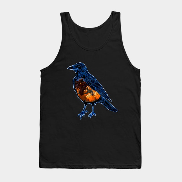 Halloween Crow with Pumpkin Patch Tank Top by SierraTiegsArt